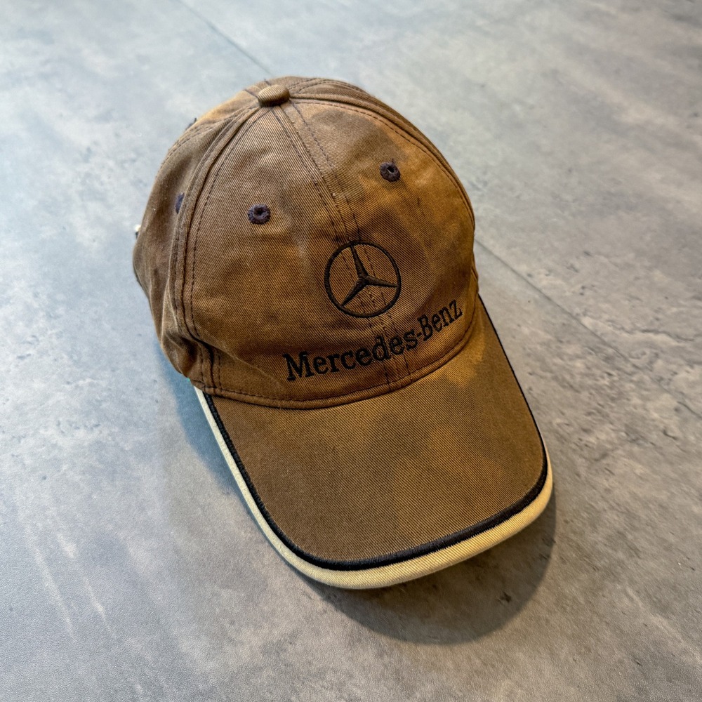 Vintage VTG Y2K 2000's 00's Mercedes-Benz Brown Embroidered Logo Hat Cap